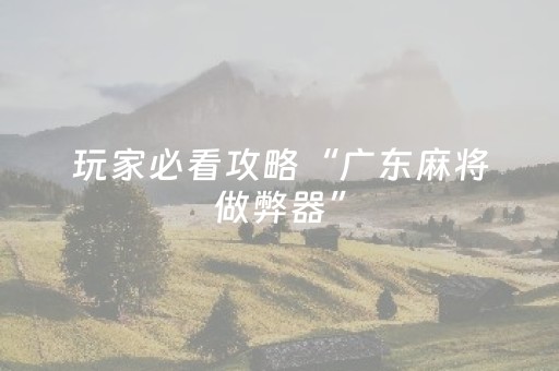 玩家必看攻略“广东麻将做弊器”（自建房怎么拿好牌)