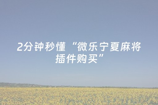 2分钟秒懂“微乐宁夏麻将插件购买”（必赢神器免费安装)