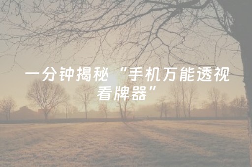 一分钟揭秘“手机万能透视看牌器”（装挂怎么安装)