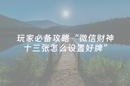 玩家必备攻略“微信财神十三张怎么设置好牌”（插件可信吗)