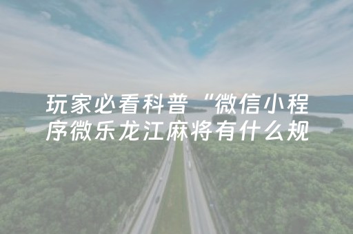 玩家必看科普“微信小程序微乐龙江麻将有什么规律”（提高胜率软件)