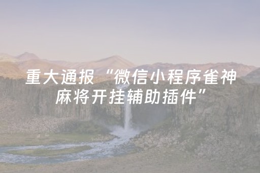 重大通报“微信小程序雀神麻将开挂辅助插件”（有什么诀窍)