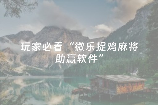 玩家必看“微乐捉鸡麻将助赢软件”（胜负规律拿好牌)