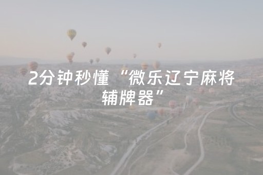 2分钟秒懂“微乐辽宁麻将辅牌器”（开挂辅助脚本)