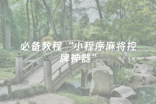 必备教程“小程序麻将控牌神器”（辅助器下载)