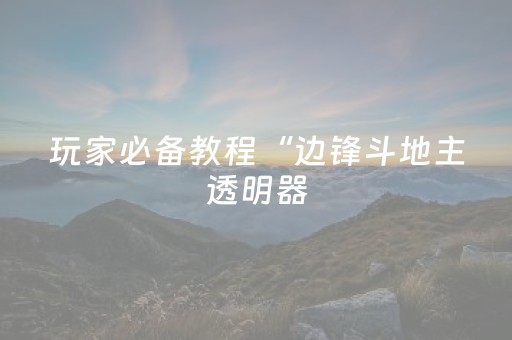 玩家必备教程“边锋斗地主透明器（助赢神器通用版）