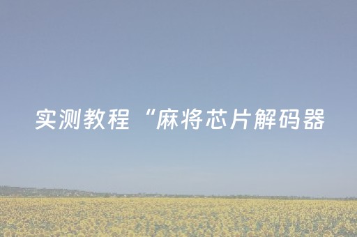 实测教程“麻将芯片解码器（专用辅牌神器免安装）