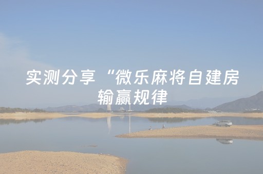 实测分享“微乐麻将自建房输赢规律（专用辅牌神器免安装）