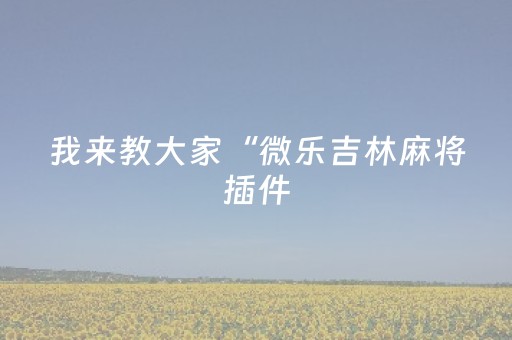 我来教大家“微乐吉林麻将插件（专用辅牌神器免安装）