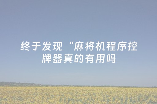 终于发现“麻将机程序控牌器真的有用吗（专用辅牌神器免安装）