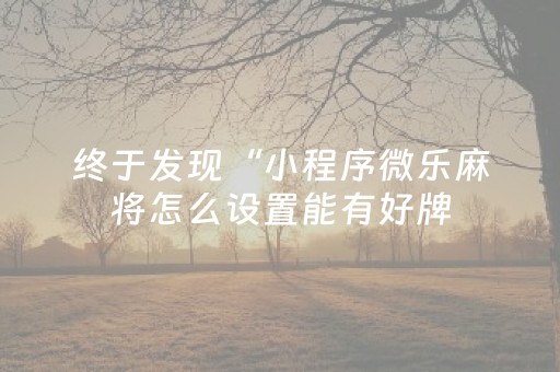 终于发现“小程序微乐麻将怎么设置能有好牌（助赢神器通用版）