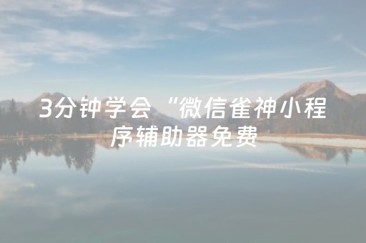 3分钟学会“微信雀神小程序辅助器免费（助赢神器通用版）
