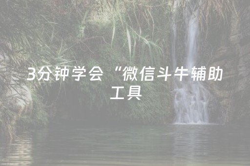 3分钟学会“微信斗牛辅助工具（专用辅牌神器免安装）