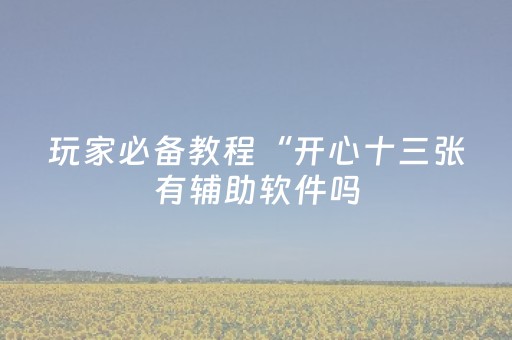 玩家必备教程“开心十三张有辅助软件吗（助赢神器通用版）