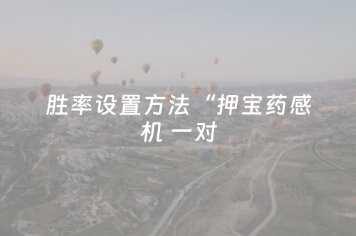胜率设置方法“押宝药感机 一对（助赢神器通用版）
