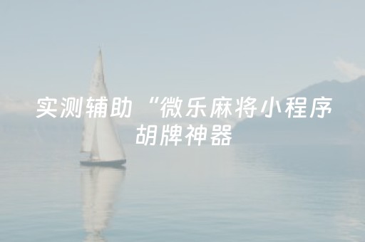 实测辅助“微乐麻将小程序胡牌神器（助赢神器通用版）