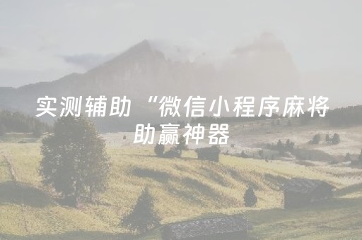 实测辅助“微信小程序麻将助赢神器（助赢神器通用版）