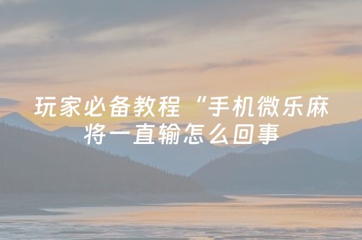 玩家必备教程“手机微乐麻将一直输怎么回事（专用辅牌神器免安装）