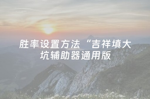 胜率设置方法“吉祥填大坑辅助器通用版（专用辅牌神器免安装）