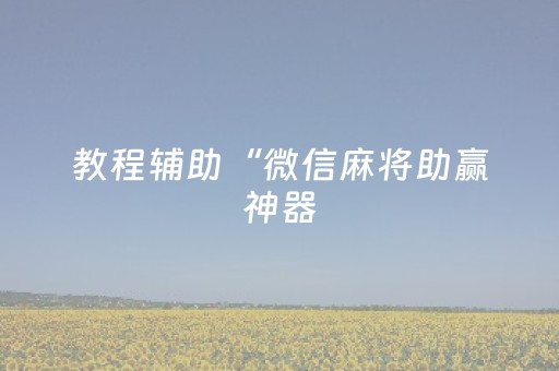 实测教程“微信小程序微乐麻将助赢神器购买（专用辅牌神器免安装）