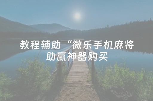 教程辅助“微乐手机麻将助赢神器购买（专用辅牌神器免安装）