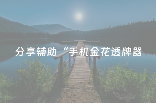 分享辅助“手机金花透牌器（专用辅牌神器免安装）