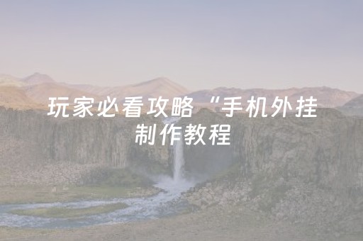 玩家必看攻略“手机外挂制作教程（助赢神器通用版）