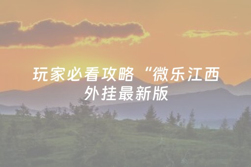 玩家必看攻略“微乐江西外挂最新版（助赢神器通用版）