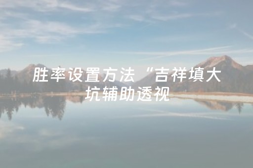 胜率设置方法“吉祥填大坑辅助透视（助赢神器通用版）