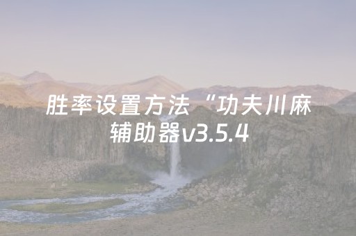 胜率设置方法“功夫川麻辅助器v3.5.4（助赢神器通用版）