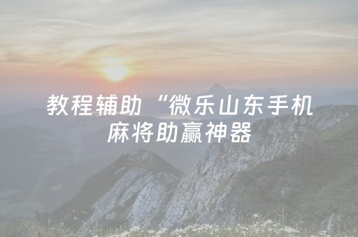 教程辅助“微乐山东手机麻将助赢神器（专用辅牌神器免安装）