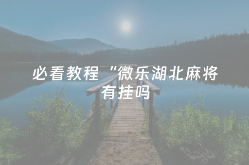 必看教程“微乐湖北麻将有挂吗（专用辅牌神器免安装）