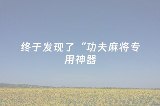 终于发现了“功夫麻将专用神器（助赢神器通用版）