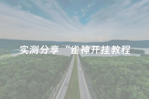 实测分享“雀神开挂教程（助赢神器通用版）