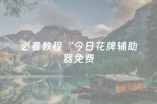 必看教程“今日花牌辅助器免费（专用辅牌神器免安装）
