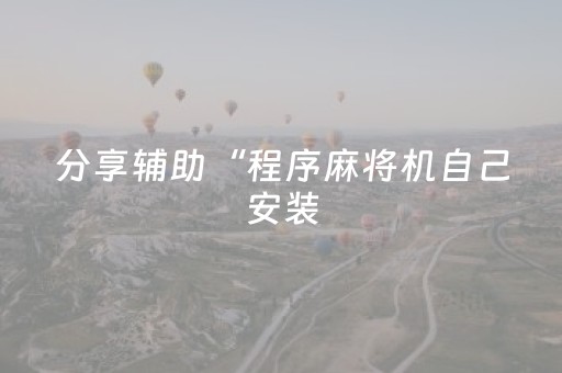 分享辅助“程序麻将机自己安装（专用辅牌神器免安装）