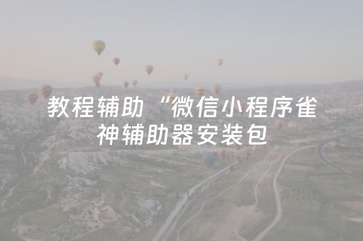 教程辅助“微信小程序雀神辅助器安装包（助赢神器通用版）