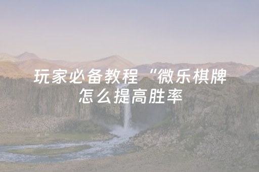 玩家必备教程“微乐棋牌怎么提高胜率（专用辅牌神器免安装）