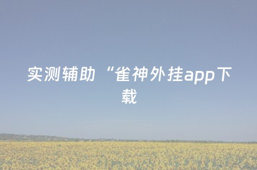 实测辅助“雀神外挂app下载（助赢神器通用版）