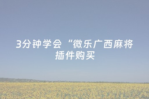 3分钟学会“微乐广西麻将插件购买（专用辅牌神器免安装）