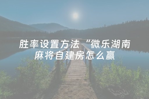 胜率设置方法“微乐湖南麻将自建房怎么赢（助赢神器通用版）