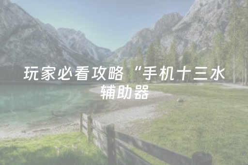 玩家必看攻略“手机十三水辅助器（助赢神器通用版）