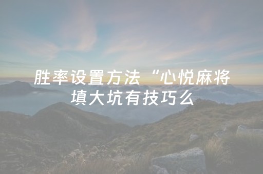 胜率设置方法“心悦麻将填大坑有技巧么（助赢神器通用版）