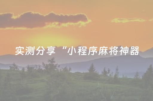 实测分享“小程序麻将神器（助赢神器通用版）