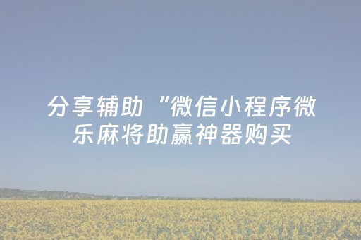 分享辅助“微信小程序微乐麻将助赢神器购买（专用辅牌神器免安装）