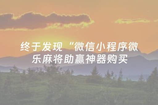 终于发现“微信小程序微乐麻将助赢神器购买（专用辅牌神器免安装）