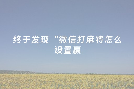 终于发现“微信打麻将怎么设置赢（助赢神器通用版）