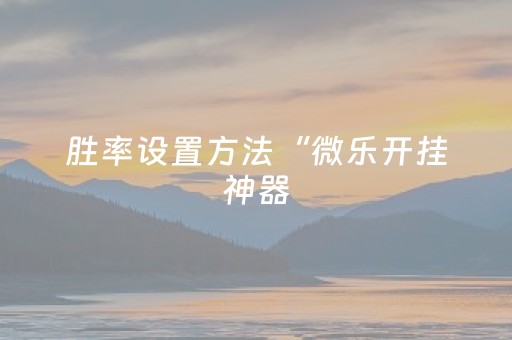 胜率设置方法“微乐开挂神器（专用辅牌神器免安装）