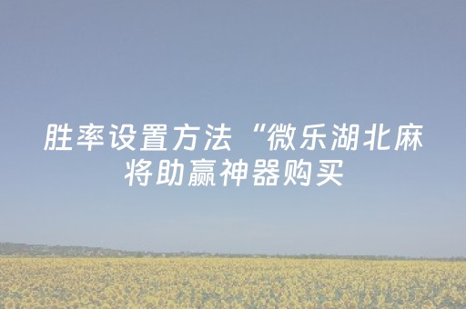 胜率设置方法“微乐湖北麻将助赢神器购买（助赢神器通用版）