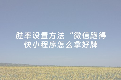 胜率设置方法“微信跑得快小程序怎么拿好牌（专用辅牌神器免安装）